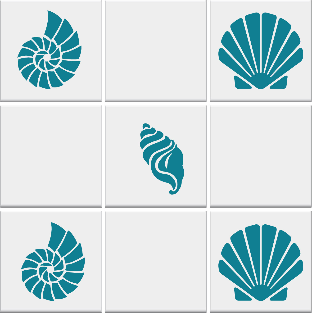 Bathroom Tile Stickers SEA SHELLS Nautical Vinyl Wall Decals 3 DESIGNS