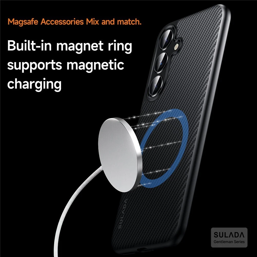 Magnetic Carbon Fiber Pattern Leather Case For Samsung S25 S25 Ultra Back Cover - Picture 10 of 27