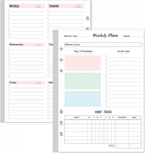 Weekly Planner Refills for A5 Binders - 53 Sheets/106 Pages Undated Colorful