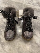 Gap Girls Boot Size 6 BABY GAP Toddler NWT New Faux Fur Bootie Metallic Silver