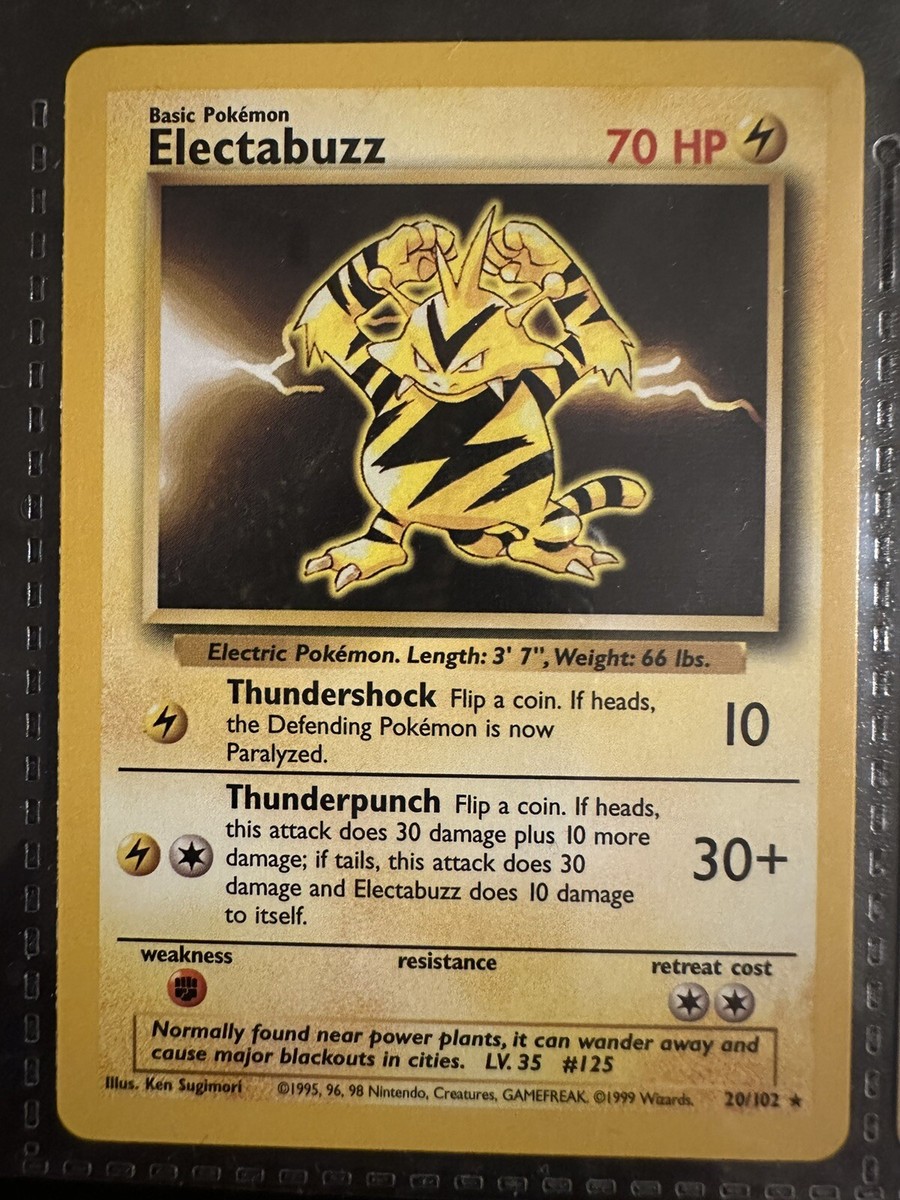 Electabuzz 20/102 Rare - 1st Edition Pokemon Base Set NM+ Keep In Album EXC