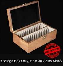 1 PC of Wooden Storage Box Case for 30 Coin Slabs Holders - PCGS/NGC/ANACS slabs