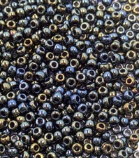 TOHO Japan Vintage Glass Seed Beads Metallic Green Brown AB Iris 11/0 8g BB98-20