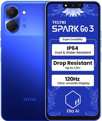 Tecno Spark Go 3 Factory Unlocked Dual SIM 4GB RAM 64GB 120Hz Display Titanium