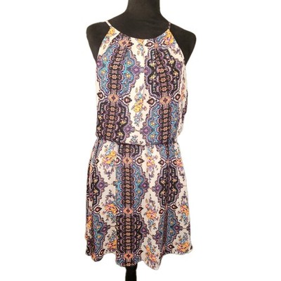 Lush Dress Halter Style Women's Sz L Summer Flowy Lightweight Vacation Colorful