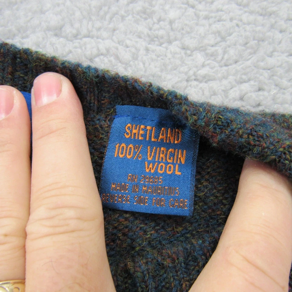 Pendleton Shetland 100% Pure Virgin Wool Sweater Mens XL Heathered Green Brown - Image 4 of 4