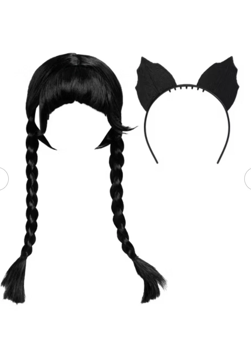 Smiffys Set De Colegial Negro Con Peluca Y Gafas - Disfraz Para Adultos, Ideal Para Fiestas De Disfraces Y Eventos Temáticos
