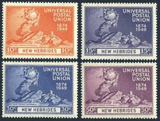 New Hebrides Br 62-65, Fr 79-82, MNH. Mi 133-140. UPU-75,1949. Plane,Ship.Globe,