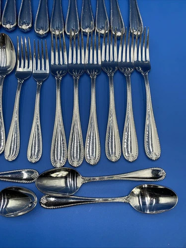 38 Pieces Lenox 18/10 Tudor Bead Augusta Silverware Flatware Spoons Forks Knives - Picture 3 of 8