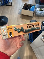 Dragon Dominoes Halsam Double Six Wooden 1970 Milton Bradley 28 Pieces 4130 VGC