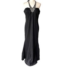 Womens Plue Size Black Formal Evening Dress Long Maxi Rhinestone Prom Gown, 16