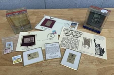 Vtg US Philatelic Collection - Gold Replicas, FDCs, Mint Stamps & Pins - 15+ Pcs