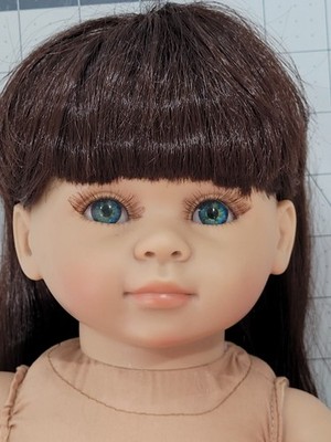Adorable 18 Inch Doll Cloth Body Long Brunette Hair. Blue Eyes. Not Played With