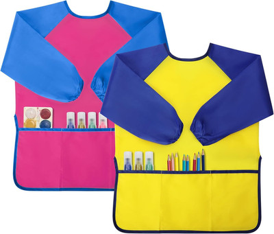 Kids Painting Apron 2 Pack, Waterproof Toddler Art Smock, Artist Smock for Kids