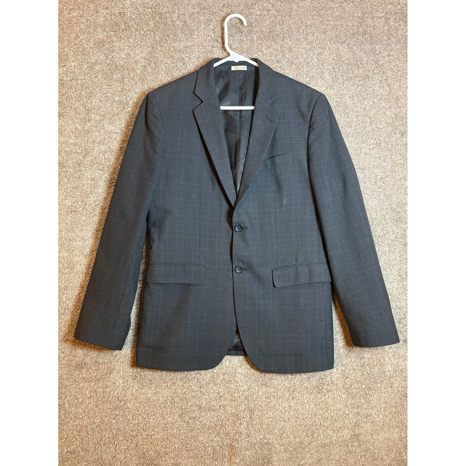 Banana Republic Mens Tailored Fit Plaid Blazer Suit Jacket Dark Gray Size 38S