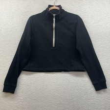 Vuori Sweatshirt Womens Small Black Sedona 1/2 Zip Fleece Pullover Cropped Gym