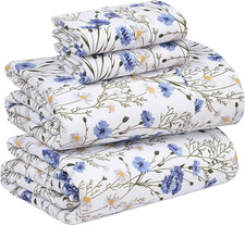 Queen Cotton Percale Sheet Set Crisp Cooling 4 Piece Deep Pocket 16 Inch