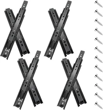 16 inch Drawer Slides 4 Pairs (8pcs) Full Extension Ball ‎16inch-400mm, Black 