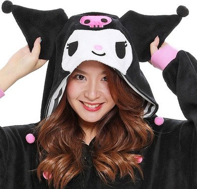 New Sanrio KUROMI Fleece Kigurumi Cosplay Costume SAZAC From Japan