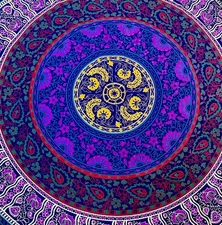 Wall Hanging Purple and Yellow Mandala Tapestry 84in X 100in NWT