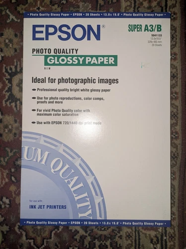 Super A3/B Paper Epson Photo Quality Glossy 13" x 19" Ink Jet S041133 -20 Sheets