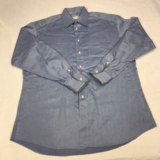 Ermenegildo Zegna Dress Shirt Mens 42 16 1/2 Blue Long Sleeve Button Front