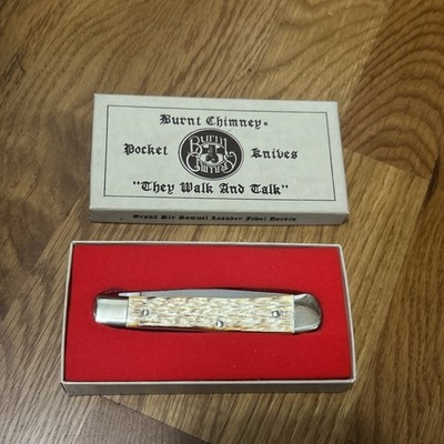 Vintage Burnt Chimney Bone Stainless Trapper Pocket Knife Solingen Germany