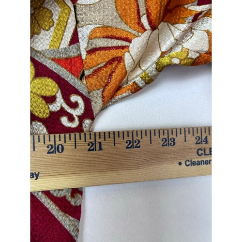 Natori Women's Size Med Red/Orange Floral Print 3/4 Sleeve Kimono Tunic V-Neck - Picture 4 of 10