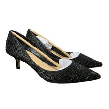 Badgley Mischka Black Crystal-Studded Pointed-Toe Pumps NIB