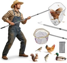 Chicken Net Catcher 3 in 1 Kit,Adjustable from 33" to 79" Chicken Net W/ 2