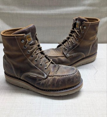 womens CARHARTT work boots 10 M wedge sole FW6225 brown leather