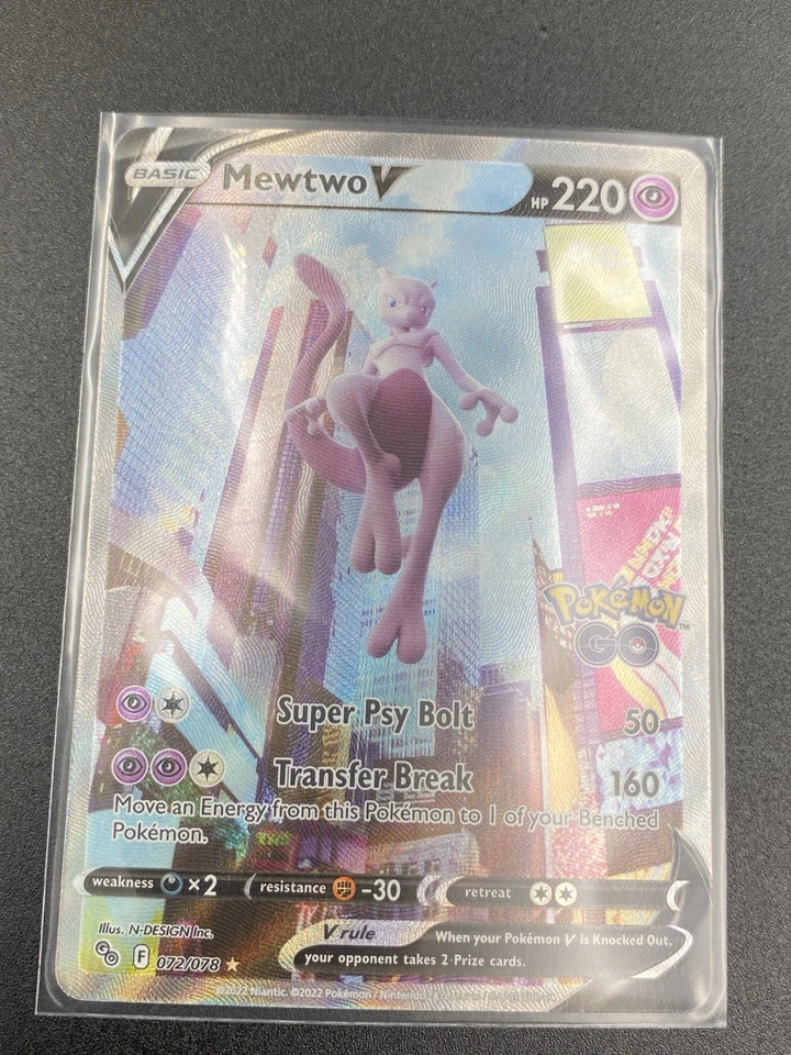 Pokémon TCG Mewtwo V Full Art Holo Ultra Rare Card Pokemon Go 072/078 NM. - Image 3 of 4