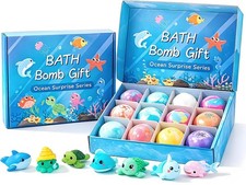 12 Pack Bath Bombs with Toys Inside,2026 Upgraded Bubble Bath Fizzies with Su...