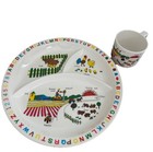 Interpur 1985 Kids Farm Scene Alphabet Plastic Divided Plate & Cup Set — photo 1