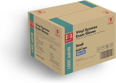 Basic Medical Synmax Vinyl Ex Gloves - Latex-& Powder-- Small,