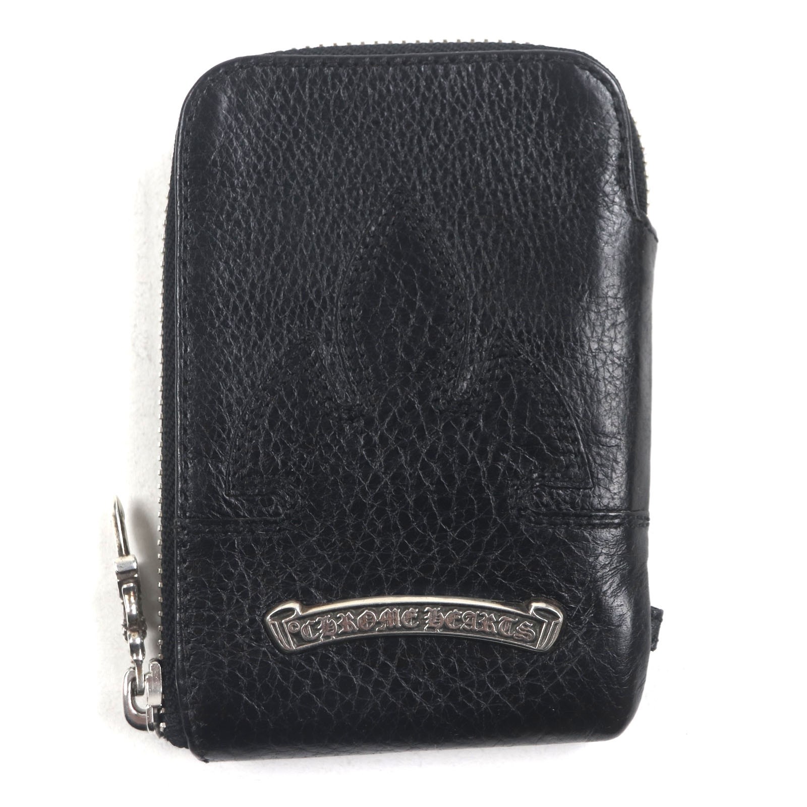Great CHROME HEARTS Card Case One Trillion Flairny Wallet black leather mens