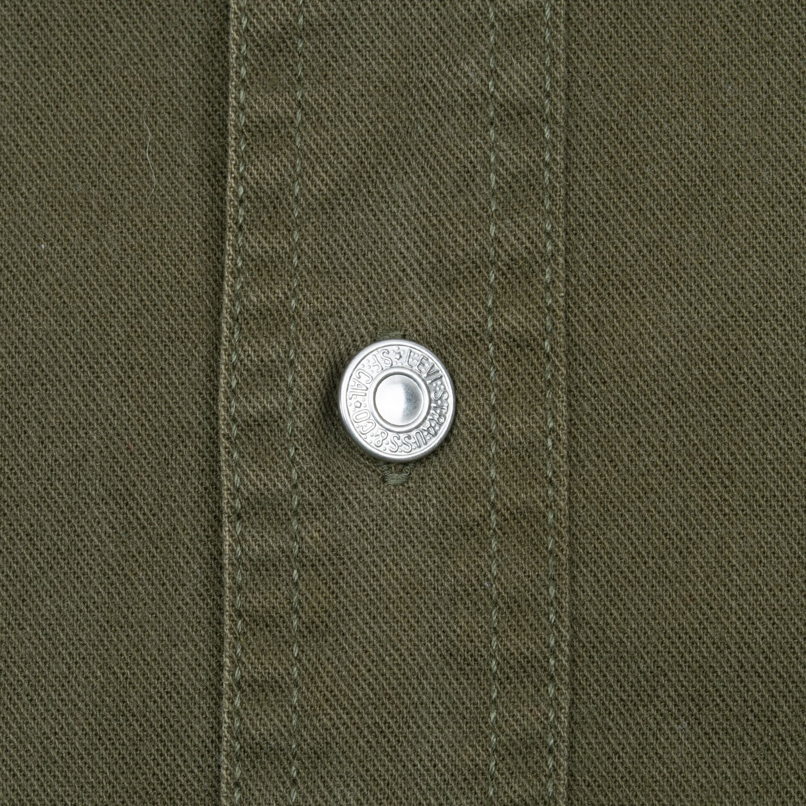 VINTAGE LEVIS POCKET OLIVE GREEN DENIM SHIRT 2000S LARGE