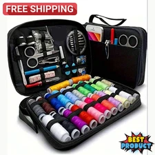 1set Portable Sewing Kit Box Home Travel Sewing Threads Scissors Needles Dorm M