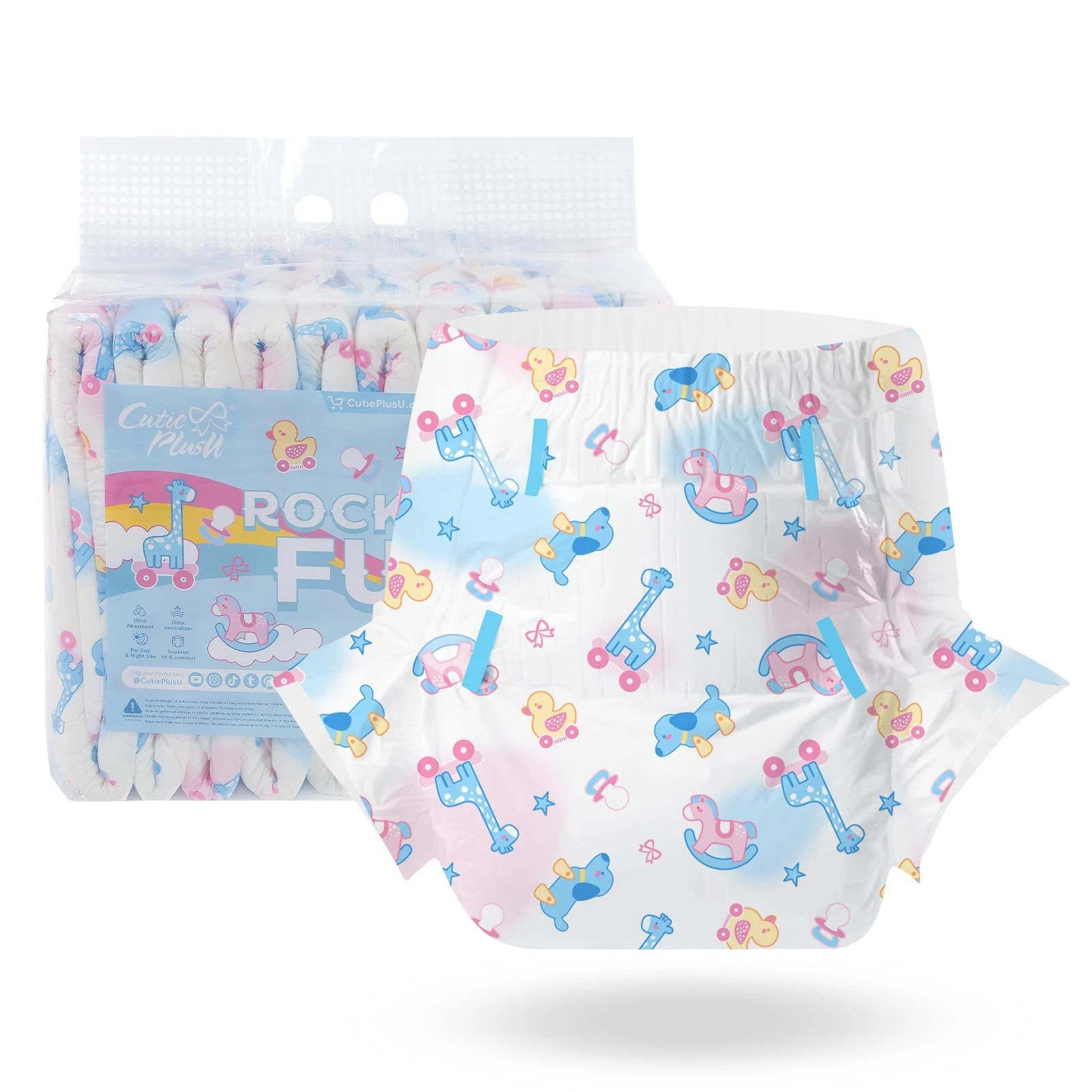 Adult Diapers 10 Pieces,Rocking Fun Disposable Incontinence Briefs with Tabs ...