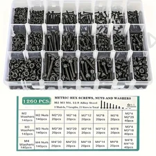 1260PCS Metric Bolt Nut Washer Set - 12.9 Steel for DIY & Repairs