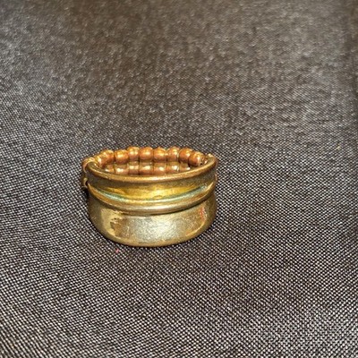 Vintage Gold-tone Stretch Ring With Bold Layered Band Design