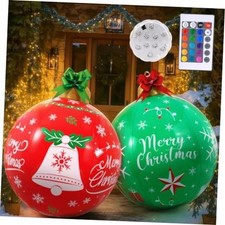 WENNSAI 2PCS Light Up Inflatable Christmas Balls 24" Large PVC Blow Up -