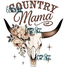 Sublimation Print Western Skull Country Mama Ready to Press Paper Heat Transfer