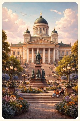   Helsinki Cathedral Art Poster - 18x24  Nordic Beauty   Hi-Res Print