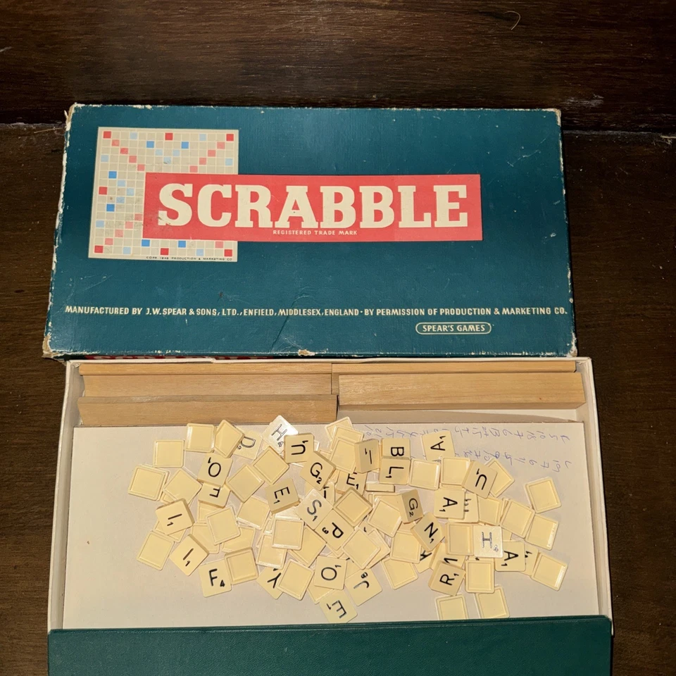 Vintage 1955 Scrabble Board Game J.W. Spear & Sons Ltd Made In England Complete  - Image 2 of 4