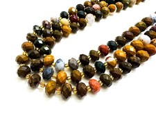 Natural Brown Mookaite Jasper 5mm x 8mm Faceted Rondelle Gemstone Beads PGS321