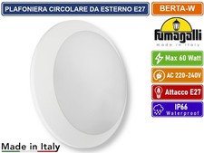 PLAFONIERA CIRCOLARE BIANCA CON PORTALAMPADA E27 MAX 60W DA ESTERNO IP66
