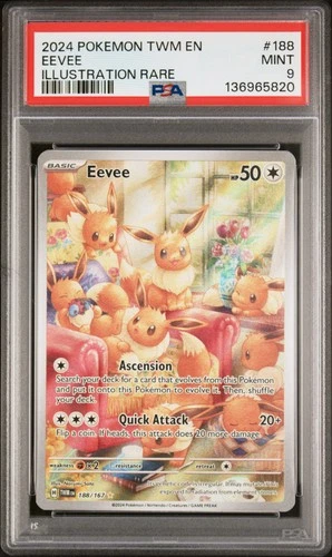 2024 POKEMON TWM EN-TWILIGHT MASQUERADE ILLUSTRATION RARE #188 EEVEE PSA 9