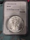 Error Slab! 1986 American Silver Eagle In 1996 Holder NGC 69