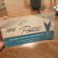 1959 Pontiac Factory Gm Original Canadian Owners Protection Policy Manual Mint
